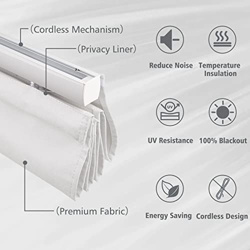 Sunfree Cordless Roman Shades For Windows, Blackout Room Darkening Roman Blinds, Thermal Insulated Window Blinds Treatment, Washable Roman Blind For Living Room, Bedroom, Kitchen, 36" X 64", White #TOP1