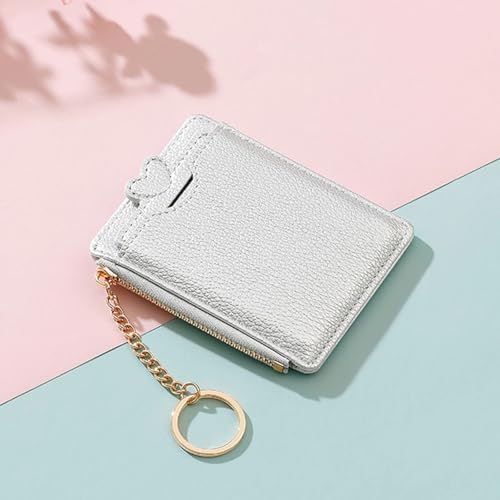 PU Wallets with Love Style Plain Small Wallet with ID Credit Card Slots (Silver)2