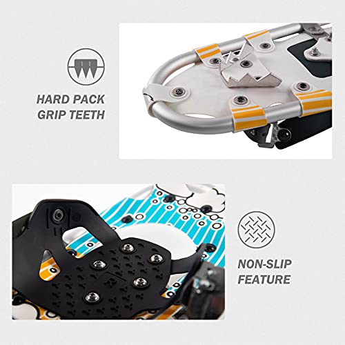 G2 16 Inch Kids Snowshoes Set With Trekking Poles, Snow Baskets, Storage Bag, Fast Ratchet Binding Design, For Child Youth Boys And Girls, Blue #TOP2