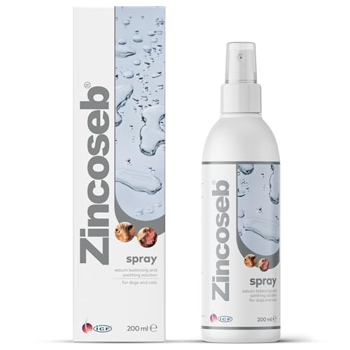 ICF Zincoseb Spray per cani per alleviare il prurito della pelle | Anti prurito + antimicotico + antibatterico per cani secchi shampoo spray e balsamo per animali domestici con pelle sensibile