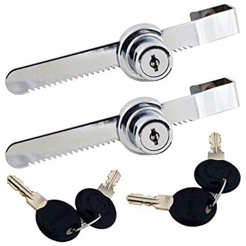 WOOCH Sliding Glass Door Ratchet Lock with Chrome Finish, Keyed Alike Showcase Display - 2 Pack Cover