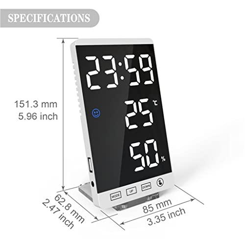 Reloj despertador LED táctil con termómetro higrómetro digital de mesa 7