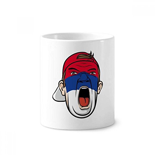 Mug Serbie Drapeau du Visage Porte-Stylo : Fini le Bureau Encombré