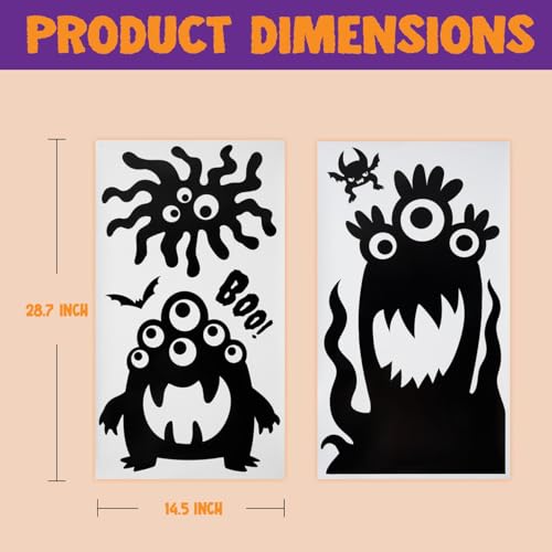 Joyin 16454 7 Pcs Halloween Monster Window Clings Stickers Silhouette Halloween Decorations Indoor Decor thumb #4