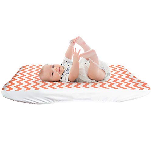 Lessy Messy Portable Diaper Changing Pad Cover - Only diaper changing table covers & pads that is leak-proof,changing table pads safe for the washer and dryer (Coral)