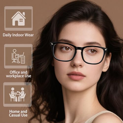 Image of Blue Light Glasses for Men and Women, 2 Pack Non-Prescription Computer Glasses for Screen Use, Lightweight Fashion Eyeglasses for Office, Reading and Gaming, Black & Clear