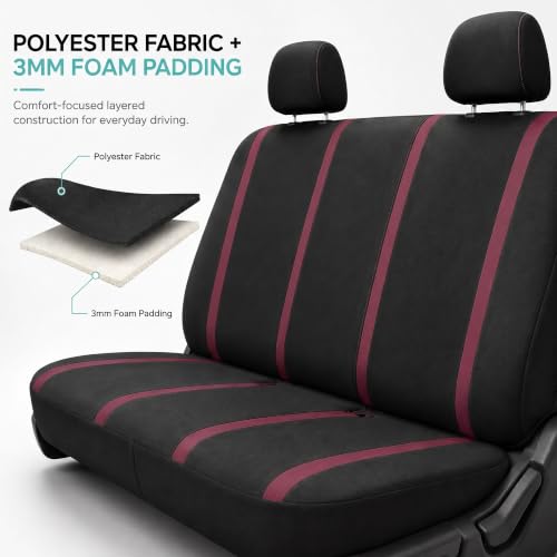 Image of FH Group Car Seat Covers Rear Set Cloth - Car Seat Covers with Removable Headrest,Universal Fit,Automotive SeatCovers,Washable Car SeatCover for SUV,Sedan,Van Burgundy