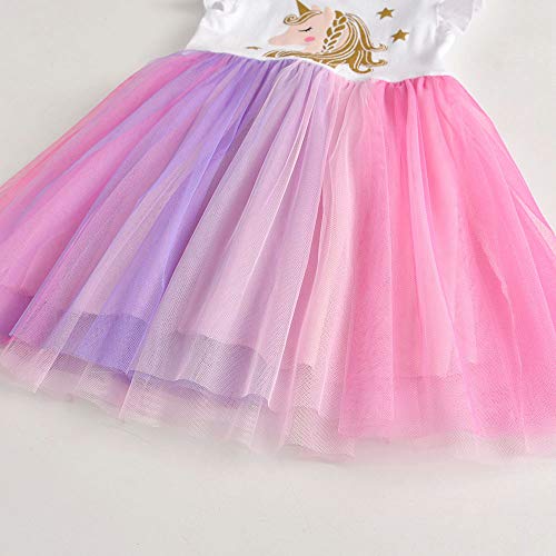 DXTON Toddler Girl Summer Short Sleeve Tutu Party Wedding Birthday Dresses2