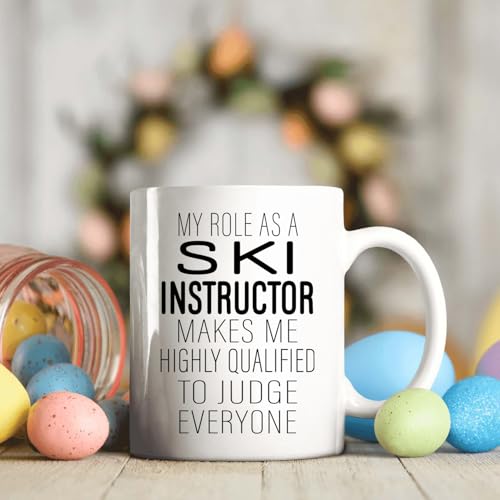 Taza de cerámica blanca 11oz para instructor de esquí miniatura 5