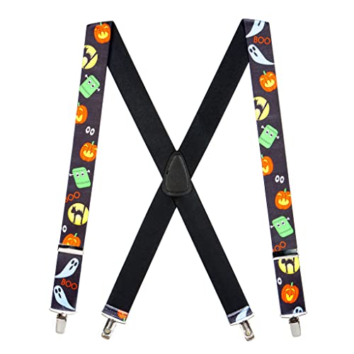 Suspender Store Novelty Halloween Suspenders - 1.5-Inch Wide Elastic - X-Back - Clip - 54