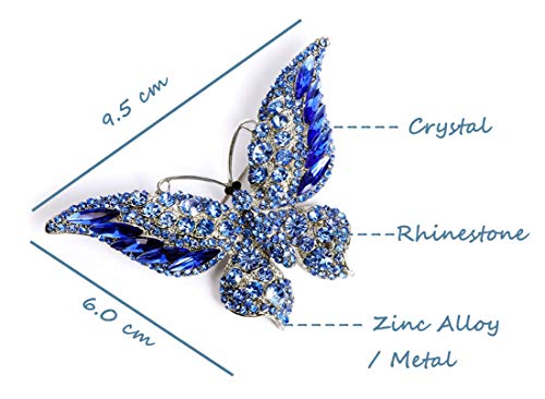 Image of Suoirblss 3.74 Inches Vintage Rhinestone Butterfly Brooch Pin Crystal Cute Animal Rhinestones Corsage Pin
