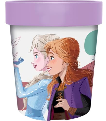 Tataway Gobelet en plastique bleu Disney Elsa et Anna Frozen pour fille 260 ml avec base antidérapante