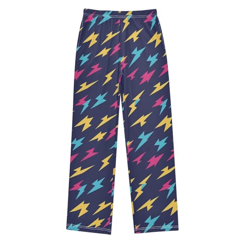 Boys' Pants Colorful Lightning Dark Blue Long Bottoms Jogger Pants Elastic Waist Trousers with Pockets S-XL