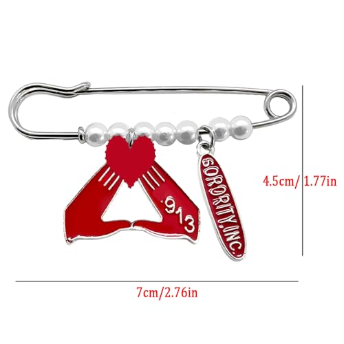 Image of Sorority Brooch Pin - Red D Gesture Pendant Metal Brooch - Gorgeous Sorority Society Symbol Letter Enamel Brooch Pin