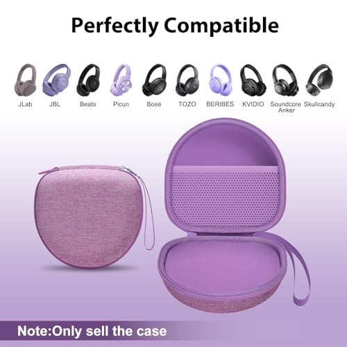 Image of Headphone Headset Case for JLab JBuds Lux ANC /JLab Go Lux ANC /Lorelei X8 /Beats /JBL /TOZO /BERIBES /Picun /KVIDIO Noise Cancelling Over-Ear Foldable Headphones (Purple)
