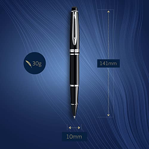 Waterman Expert Rollerball Pen, Gloss Black With Chrome Trim, Fine Point With Black Ink Cartridge, Gift Box #TOP2