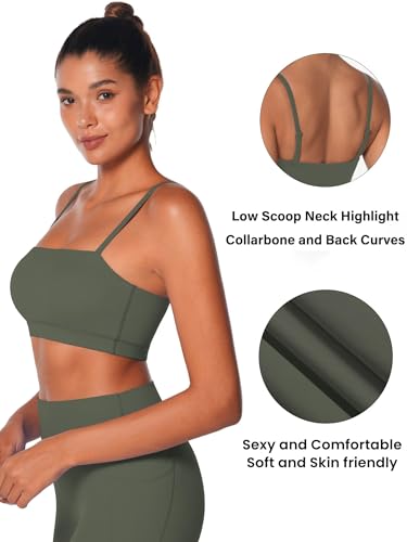 Image of Sunzel Adjustable Straps Sports Bra Padded Yoga Crop Top Light Support | Buttery Soft, Wireless, Adjustable Spaghetti Straps, Removable Pads, Bandeau Bra with Straps, Workout Gym Daily Wear