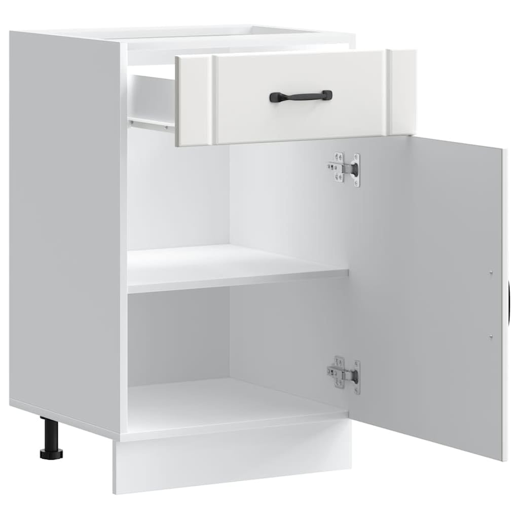 vidaXL Armoire de Cuisine Lucca Blanc Bois d'ingénierie, Meuble d'évier, Meuble de Cuisine avec tiroir, Meuble de Cuisine à tiroir
