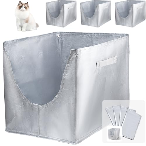 HIREGIGI 4 Pack Liner F Compatible with Modkat Flip Litter Box Type F Reusable Litter Box Liners F with Carrying Handles Refill Liner Type F for Cat Litter Box