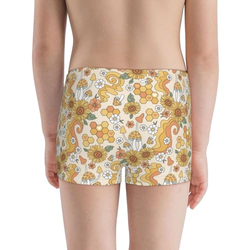 Boys' Cotton Boxer Brief Soft Underwear-Retro 70s 60s Flower3