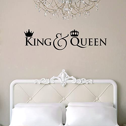 Anfrjji Royal Crowns - Princess Queen King - Mr & Mrs Wall Decals (Effect 33" X 8") - Removable Pvc Stickers For Bedroom (Black-Jwh318-Queen King) #TOP2