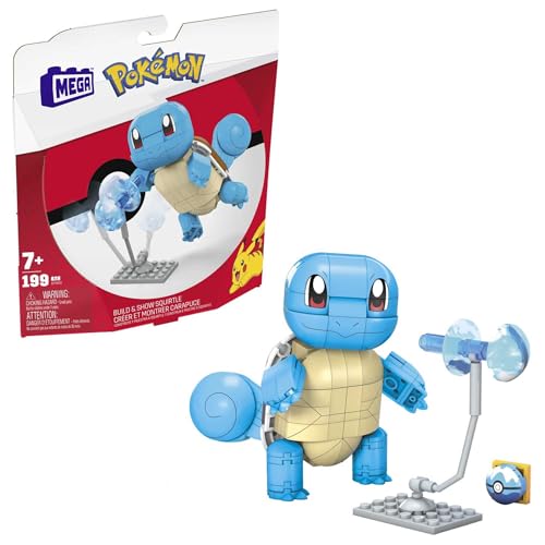 Mega Construx Pokémon cria e mostra Squirtle figura de 180 blocos de construção de brinquedo para meninos e meninas + 6 anos (Mattel GYH00)