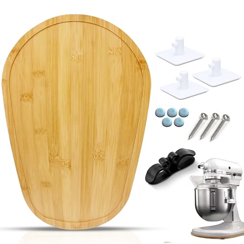 VARISCA 5 PCS Bamboo Mixer Slider Mat Set for Kitchen Aid Stand Mixer – Appliance Slider Tray for Countertop – KitchenAid Mixer Accessories (5-8 Qt, including Accessories)