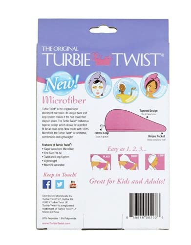 Turbie Twist Super-Absorbent Hair Towel Microfiber Twist & Loop (Colors May Vary) #TOP1