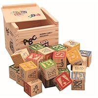 Wooden Alphabet Blocks - Kids Learning Ab c Number Wood Block Set | Bright Educational Toy Preschoolers, Sorting Stacking Building Activity for toddlerr Boys Girls Early Cognitive Skill Play