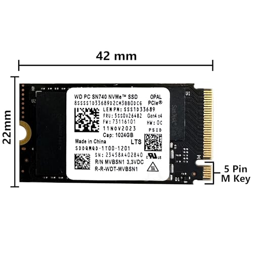 Image of Oemgenuine WDC SN740 1TB M.2 2242 PCI-e 4.0 Gen 4x4NVME SSD Internal Solid State Drive Form Factor M Key Steam Deck - Up to 5150MB /sec Sequential Read.