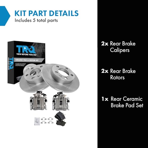 Image of TRQ Rear Brake Pad and Rotor Set Ceramic Solid Rotors Calipers | For 2007-2010 Volkswagen Beetle