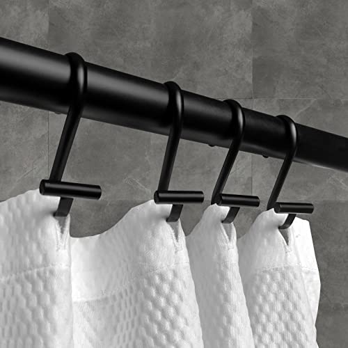 Metal Shower Curtain Hooks,Rust Proof Shower Curtain Rings For Bathroom,T-Bar Decorative Shower Curtain Hooks For Shower Rod,Set Of 12(Black) #TOP2