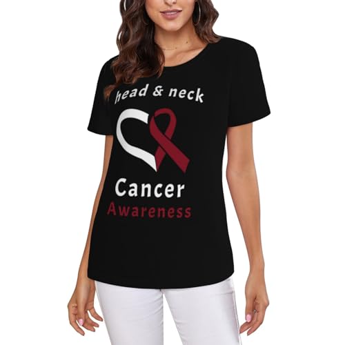 Image of Head and Neck Cancer Awareness T-Shirt, Stylish Short-Sleeve T Shirts for Women