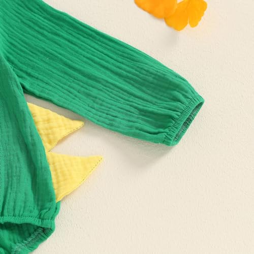 Thorn Tree Infant Newborn Baby Boy Clothes Dinosaur Cotton Linen Bodysuit Halloween Hooded Romper4