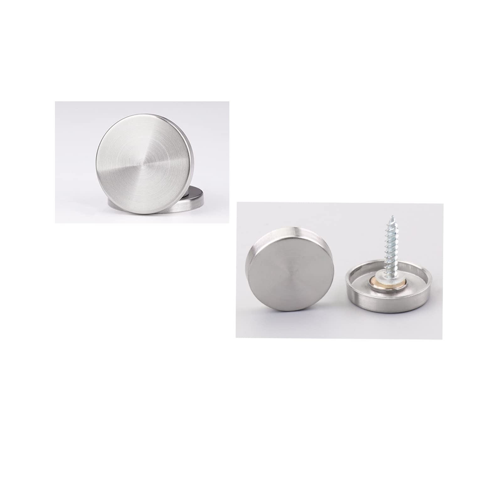 Set 60 Viti Da Specchio Argento 16mm - Acciaio Inox Con Coperchio Decorativo E Guarnizione