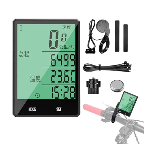 Contador de velocidad de bicicleta, medidor de kilómetros y velocímetro - ordenador de bicicleta impermeable, pantalla LCD de 2,8 pulgadas, contador de temperatura, cronómetro, rastreador de velocidad