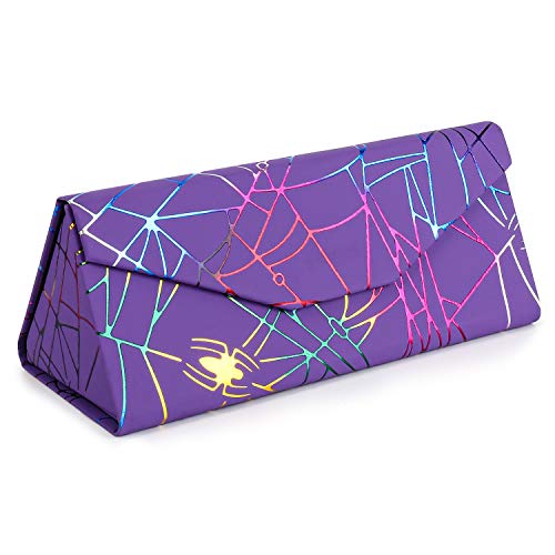 Image of 2 Pack Triangle Foldable Glasses Case Portable Magnetic Closure PU Leather Hard Shell Medium Size