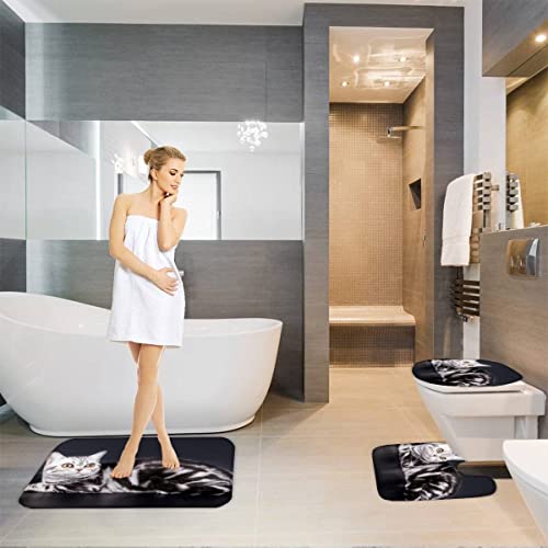 3-Teiliges Mikrofaser Badvorleger Amerikanisch Kurzhaar Duschmatte + Kontur Matte + WC-Deckelbezug, rutschfeste… – Bild 6