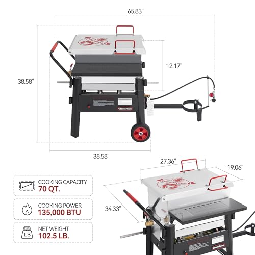 Image of Creole Feast CFB3001 70 QT Outdoor Crawfish Boiler with Stir Paddle, Wheels