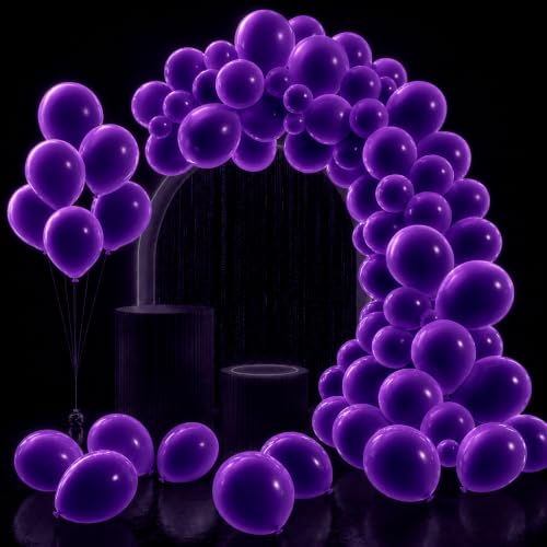 Image of 100 Pcs UV Neon Purple Balloons 12 inch Neon Party Supplies, Balloons, Glow in the Dark for Birthday, Graduation, Baby Shower,Wedding, Anniversary Valentines Party Decorations