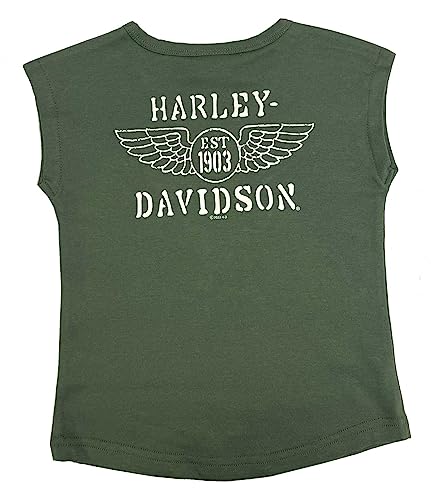 Harley-Davidson Big Girls' Bar & Shield Logo V-Neck Muscle Tee - Green2