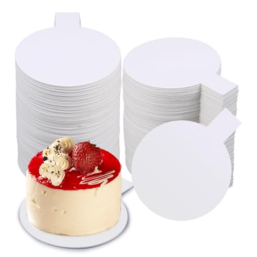 Teenyyou 200 Pcs 2 Inch Round Cake Board with Tab
