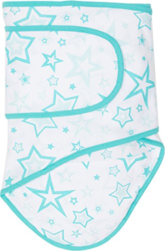 Image of Miracle Blanket Swaddle Wrap - Help Your Newborn Sleep Longer - Soft & Secure Sleep Sack for Infants - Easy-to-Use Swaddling Blanket for a Calm Baby (Aqua Stars)