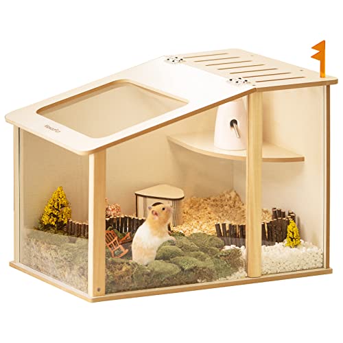 MEWOOFUN Wooden Hamster Cage for Dwarf Hamster Large Hamster Cage Without Accessories for Robo Hamster (23