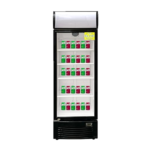 Elite Kitchen Supply Commercial Drink Beverage Display Refrigerator, ETL NSF Upright Reach-in Fridge Cooler Merchandiser, 1 Glass Door 24.4
