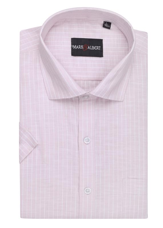 mark & albert Men's Half Sleeve Cotton Linen Striped Shirt-picture-24