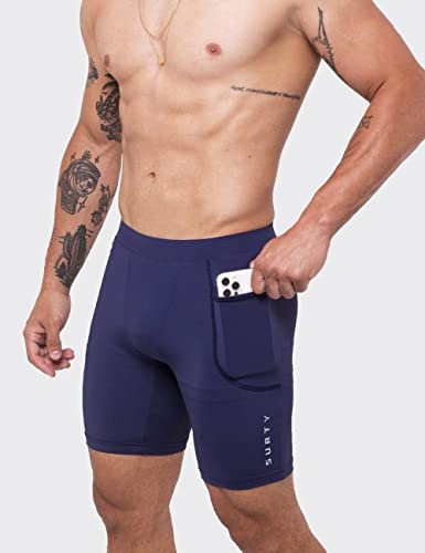 Short Térmico Compressão Leve Masculino Treino Corrida Academia Surty Rush On (G, Azul)