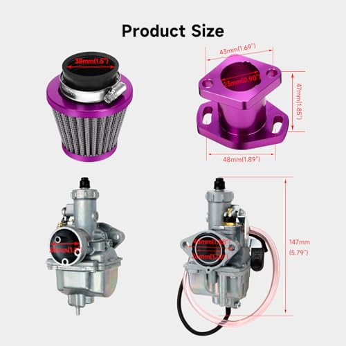 Image of FVRITO VM22 26mm Carburetor Mini Bike Carb Kit for Predator 212 196cc 212cc Ghost 224cc 6.5HP Non Hemi Coleman CT200U CT200U-EX BT200X KT196 Go Kart Baja Warrior GX160 GX200 Upgrade Stage 1 Kit Purple