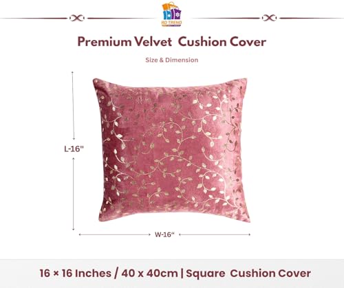 Image of RD TREND Premium Velvet Cushion Covers Set of 2 | Soft Decorative Throw Pillowcases for Sofa, Bed & Living Room | Cushion Cover 16 inch x 16 inch (40x40 cm) Dusty Rose
