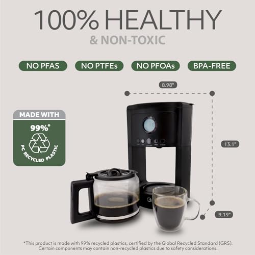 Image of WILLOW Eco Series 12 Cup Drip Coffee Maker, 24 HR Drip Coffee Maker, Glass Coffee Maker with Glass Coffee Maker